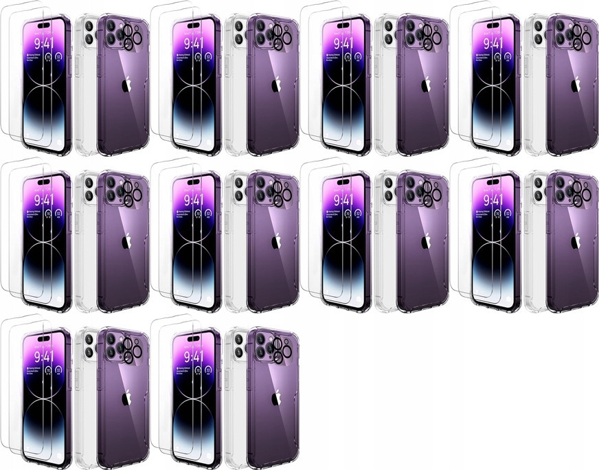 10x Pouzdro Apple Iphone 14 Pro Max Silikonové +2x Tvrzené Sklo Pro Fotoaparát