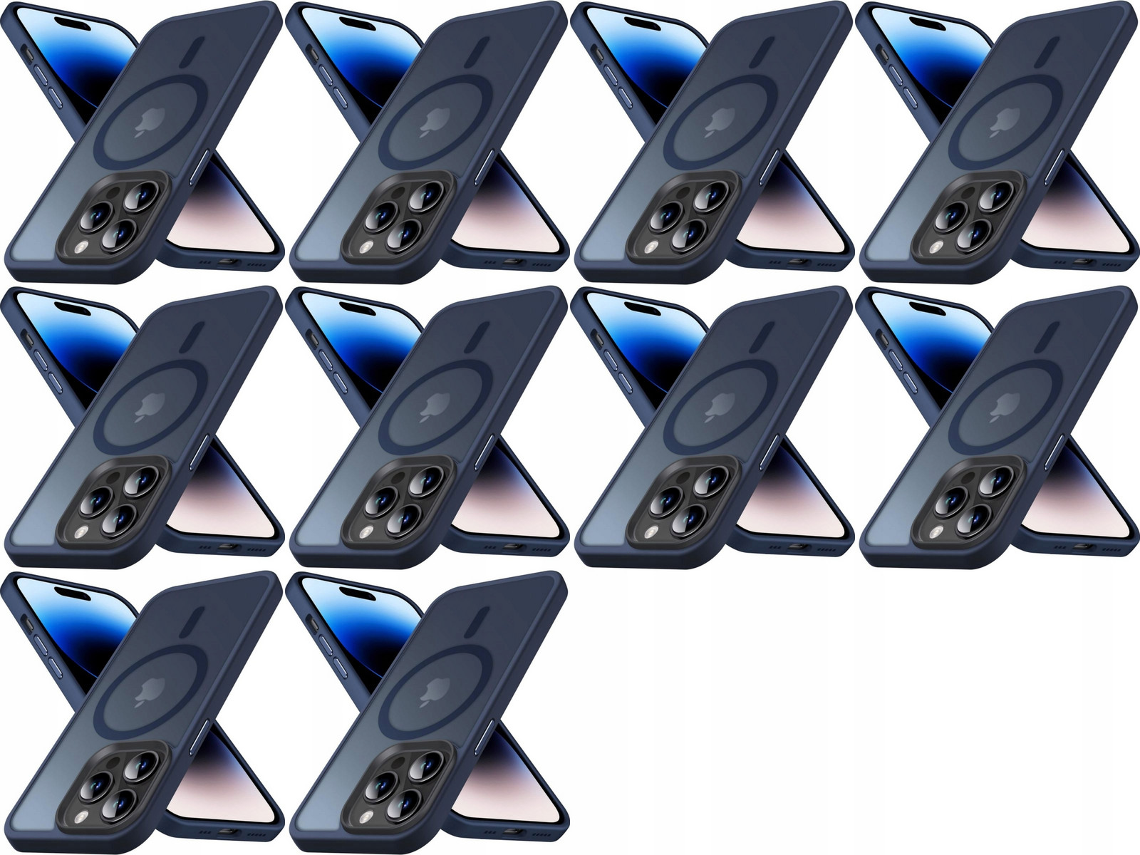 10x Pouzdro Apple Iphone 14 Pro Max Tmavě Modré Průsvitné Zadní Kryt +magsafe