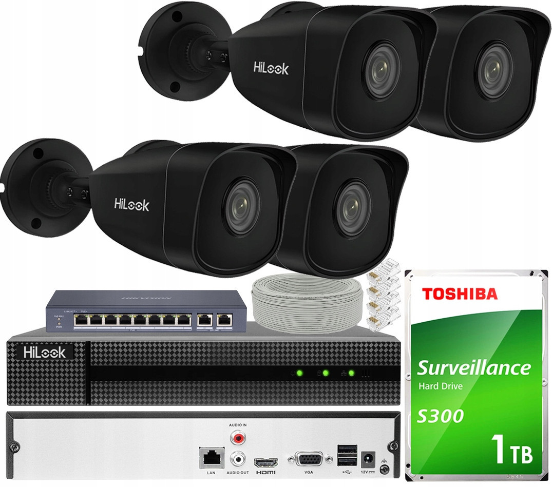 Monitorovací sada Hikvision NVR-8CH-5MP+IPCAM-BLACK PoE Kit HiLook