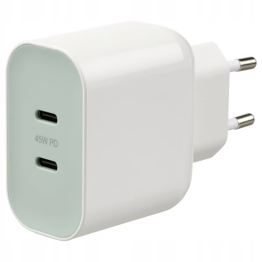 Ikea Sjoss Nabíječka 2 porty Usb C 45 W rychlé nabíjení Pd 3.0 QC4+ bílá