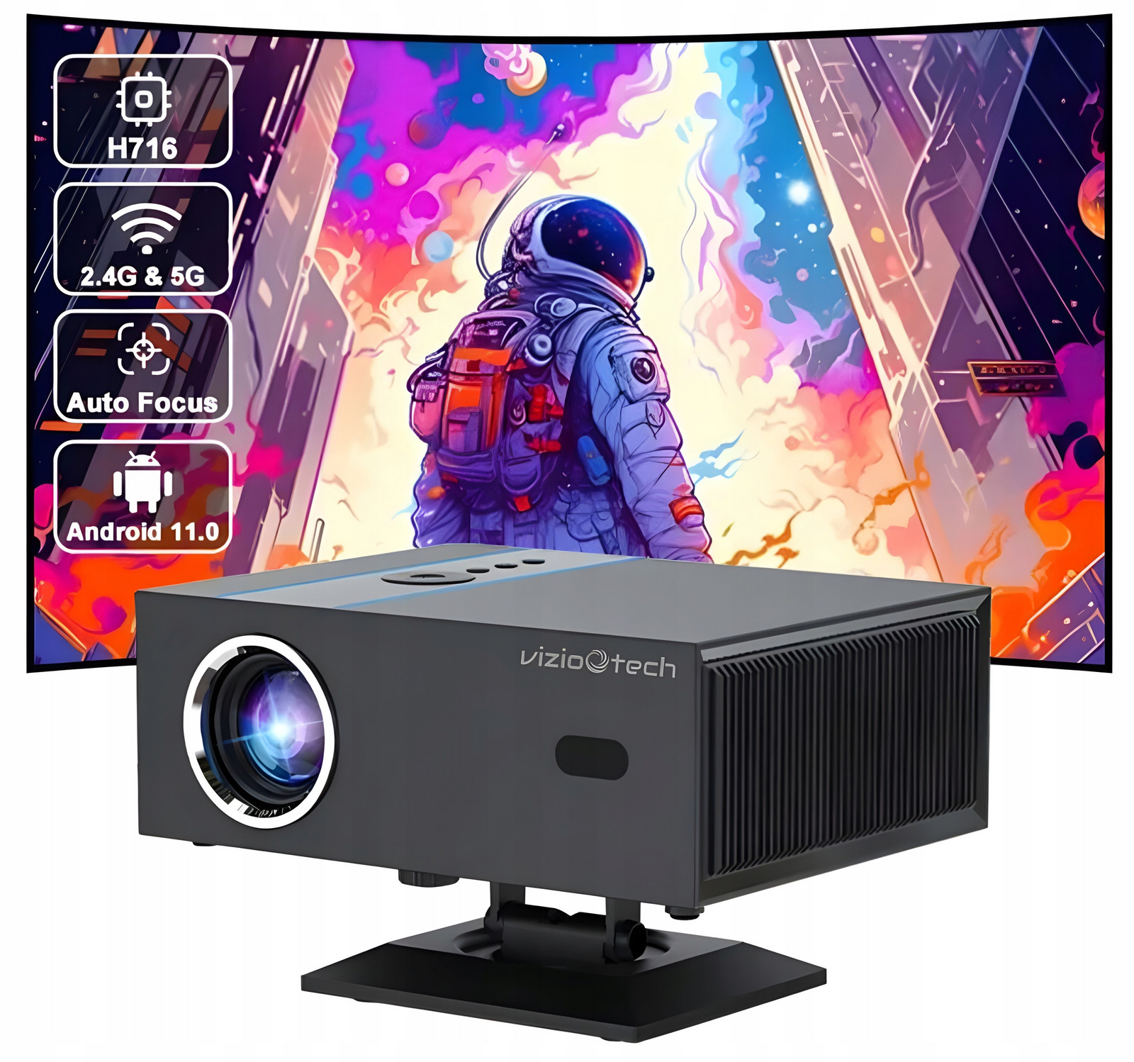 Projektor Android 11 12000LM FullHD 4K Přenosný Led Vizio Tech X6M