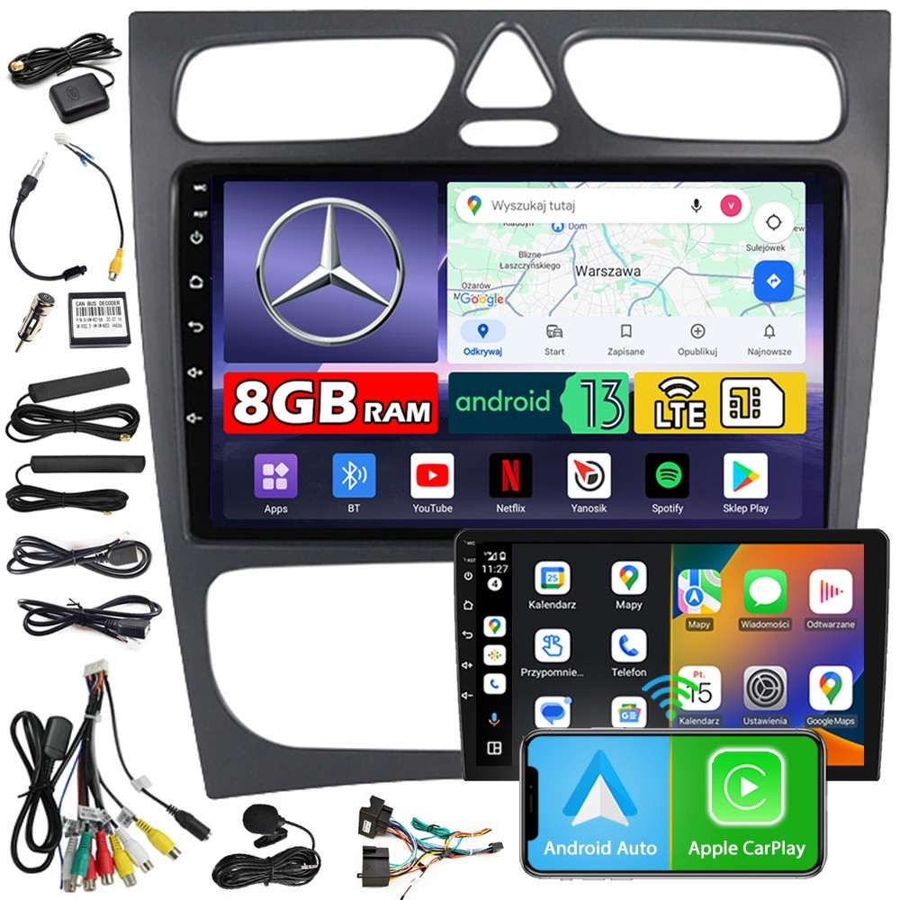 Ncs Autorádio ZQ9 Mercedes-benz W203 2000-2007 Android 8GB Lte