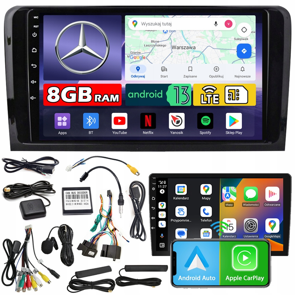 Ncs Autorádio ZQ9 Mercedes-benz ML W164 2005-2011 Android 8GB Lte