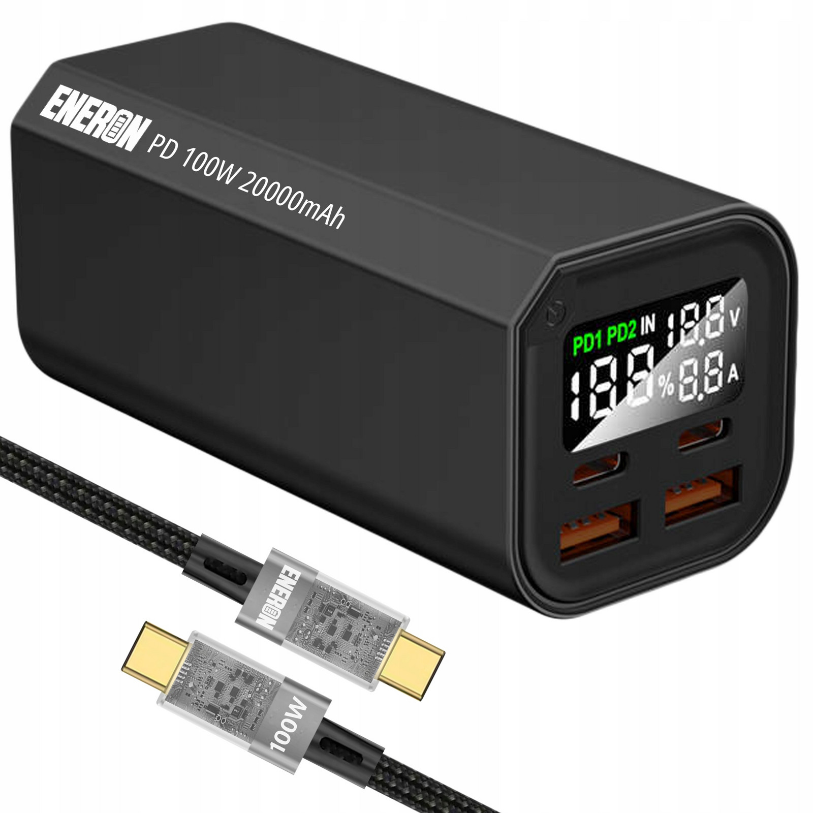 Powerbanka Rychlé Nabíjení 20000mAh 4x Usb/usb-c 100W pro Notebook/telefon