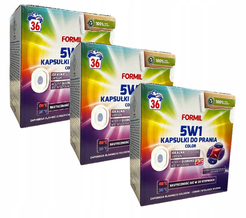 3 x Formil 5v1 Kapsle Color pro praní barevných tkanin 36 praní