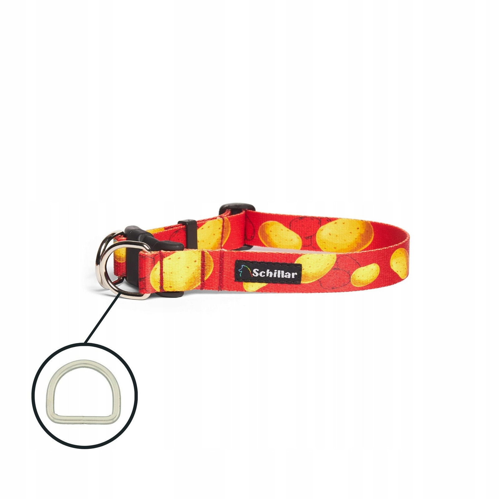 Obojek na přezku double lock pro velkého psa červené brambory L XL 40-60cm