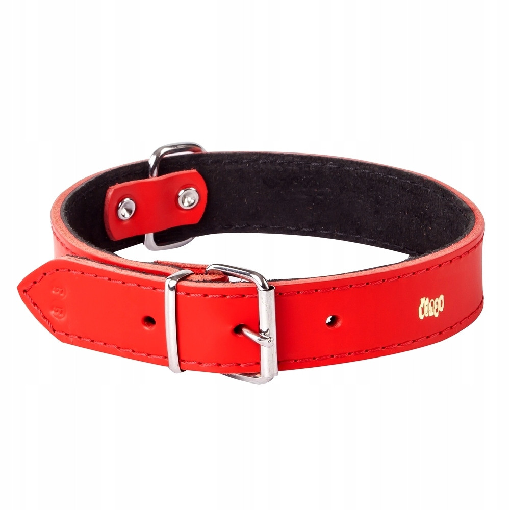 Dingo Obojek Pro Psa Podšitý Semišem 4,0x65 Červený