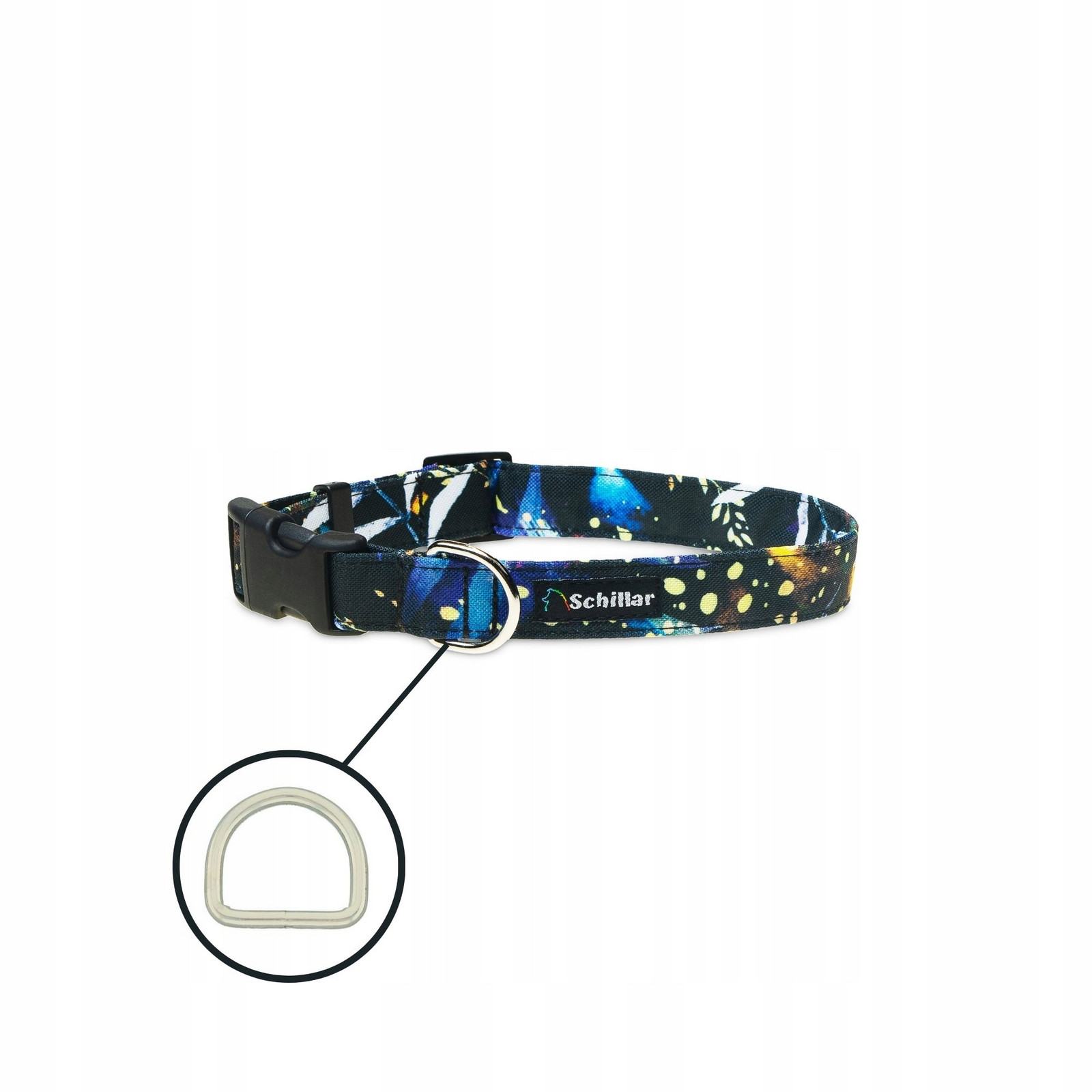 Obojek na přezku pro velkého psa barevný fantazijní listy L XL 40-60cm