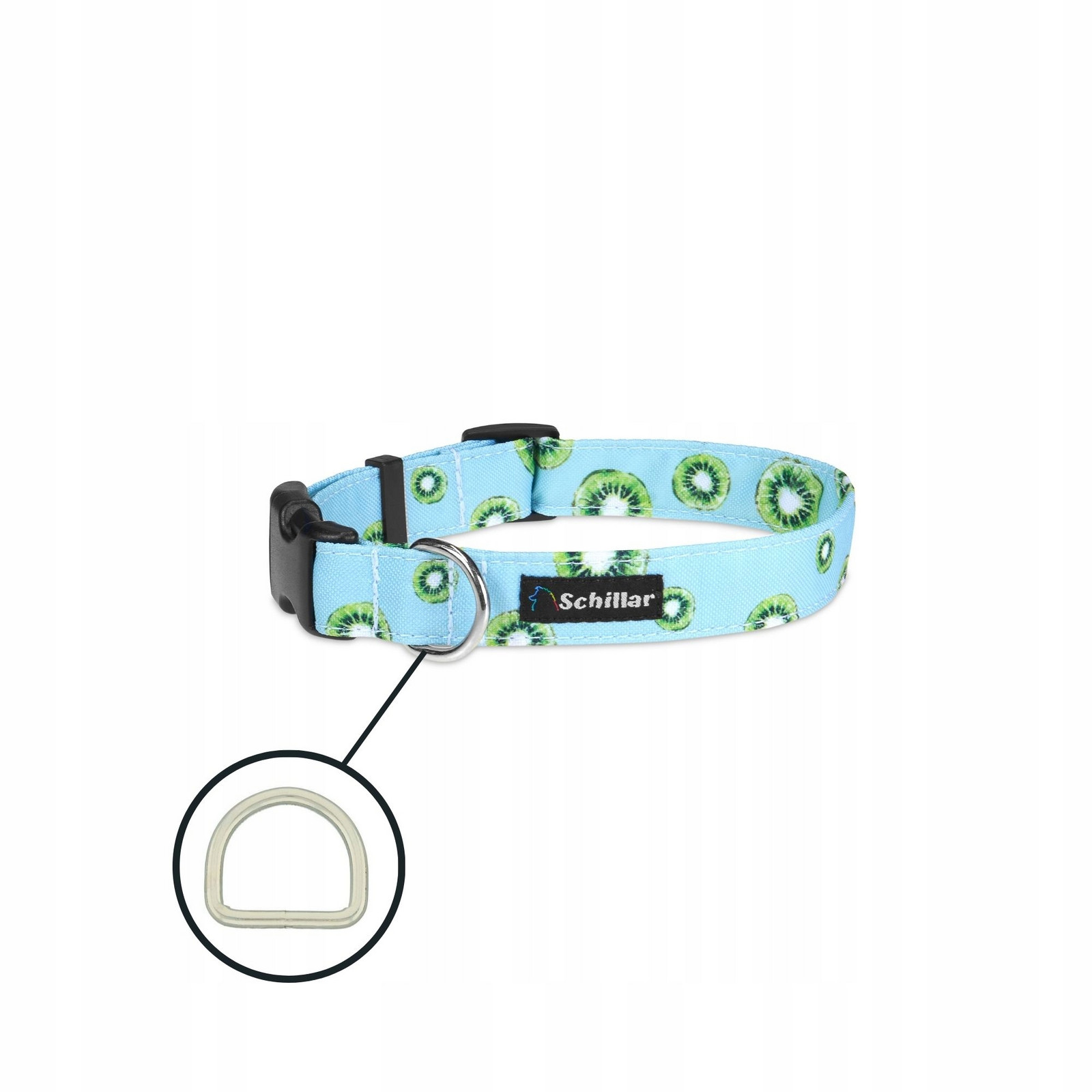 Obojek na přezku pro velkého psa barevný mátový kiwi L XL 40-60cm