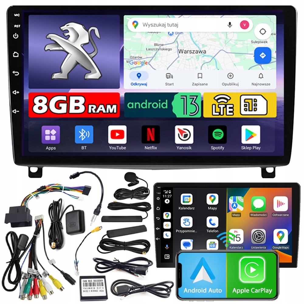 Ncs Autorádio ZQ9 Peugeot 407 2004-2011 Android Navigace 8GB Lte