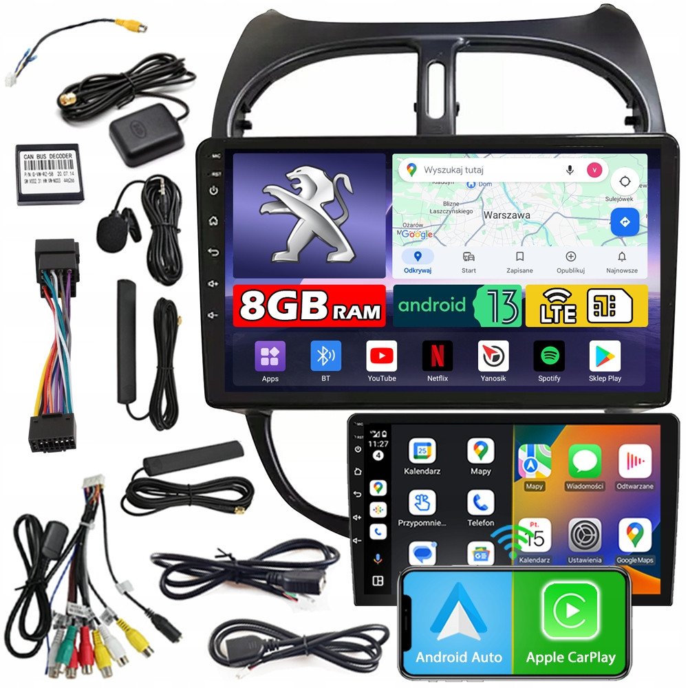 Ncs Autorádio ZQ9 Peugeot 206 206CC 2002-2010 Android 8GB Lte