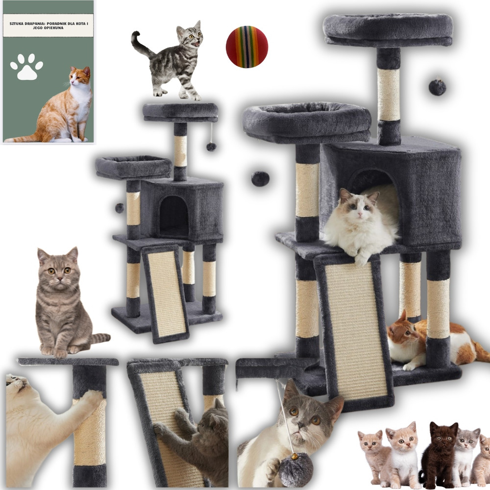 Škrabadlo Pro Kočky Vysoký Pelíšek Věž Škrabací Sloupek Víceúrovňová Deska