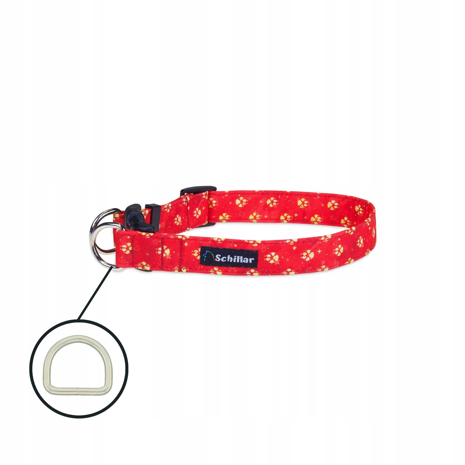 Obojek na přezku double lock pro velkého psa zlaté tlapky L XL 40-60cm