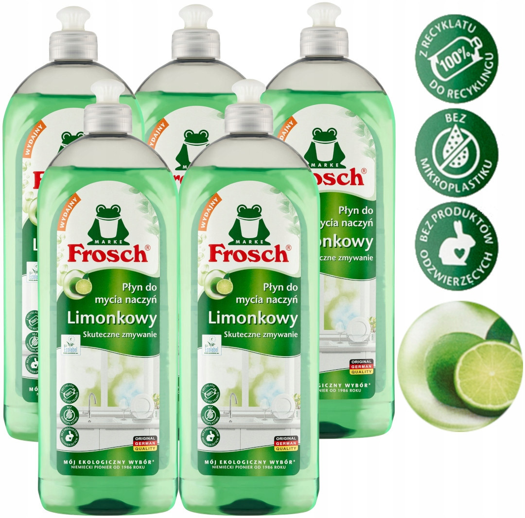 Frosch Ekologický Limetkový prostředek na mytí nádobí s Ecolabel Výkonný 750 x5