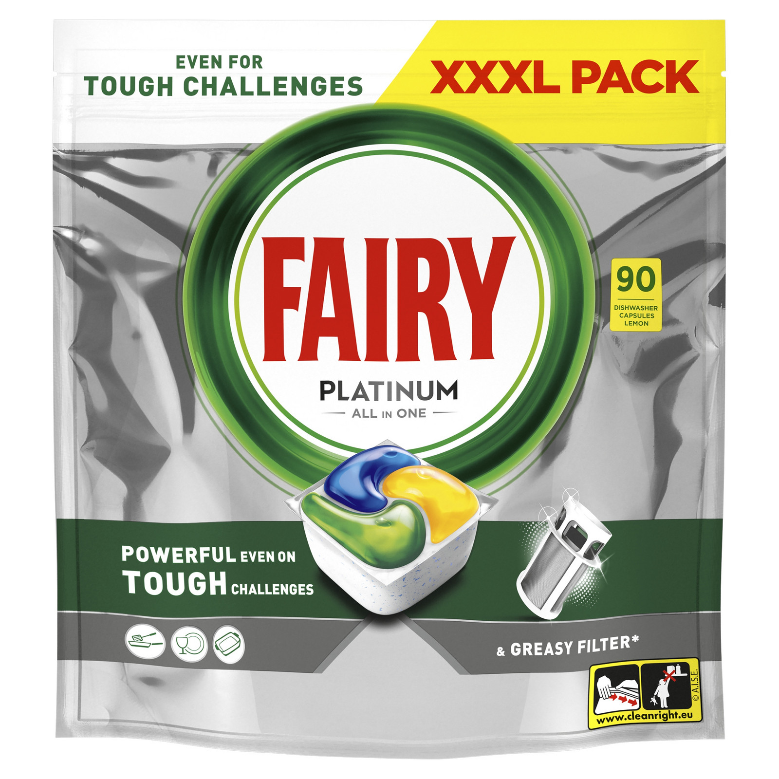 Kapsle do myčky Fairy Platinum All in One Lemon 90 ks