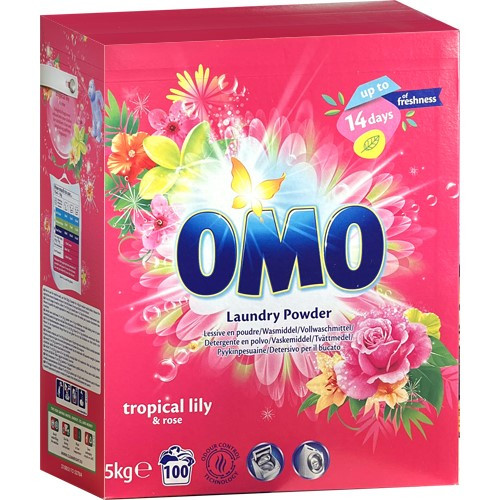 Omo Tropical Lily & Rose Prací prášek Vonný 5kg 100 praní