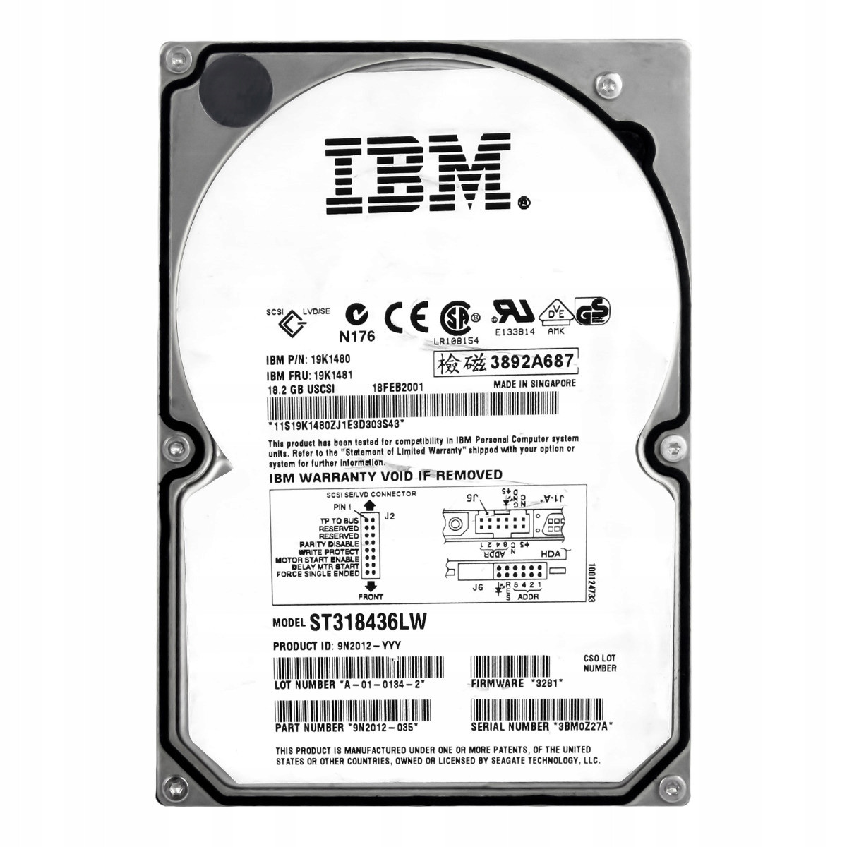 Ibm 19K1481 19K1480 18GB 7,2K 2MB Scsi U160 3,5'' ST318436LW