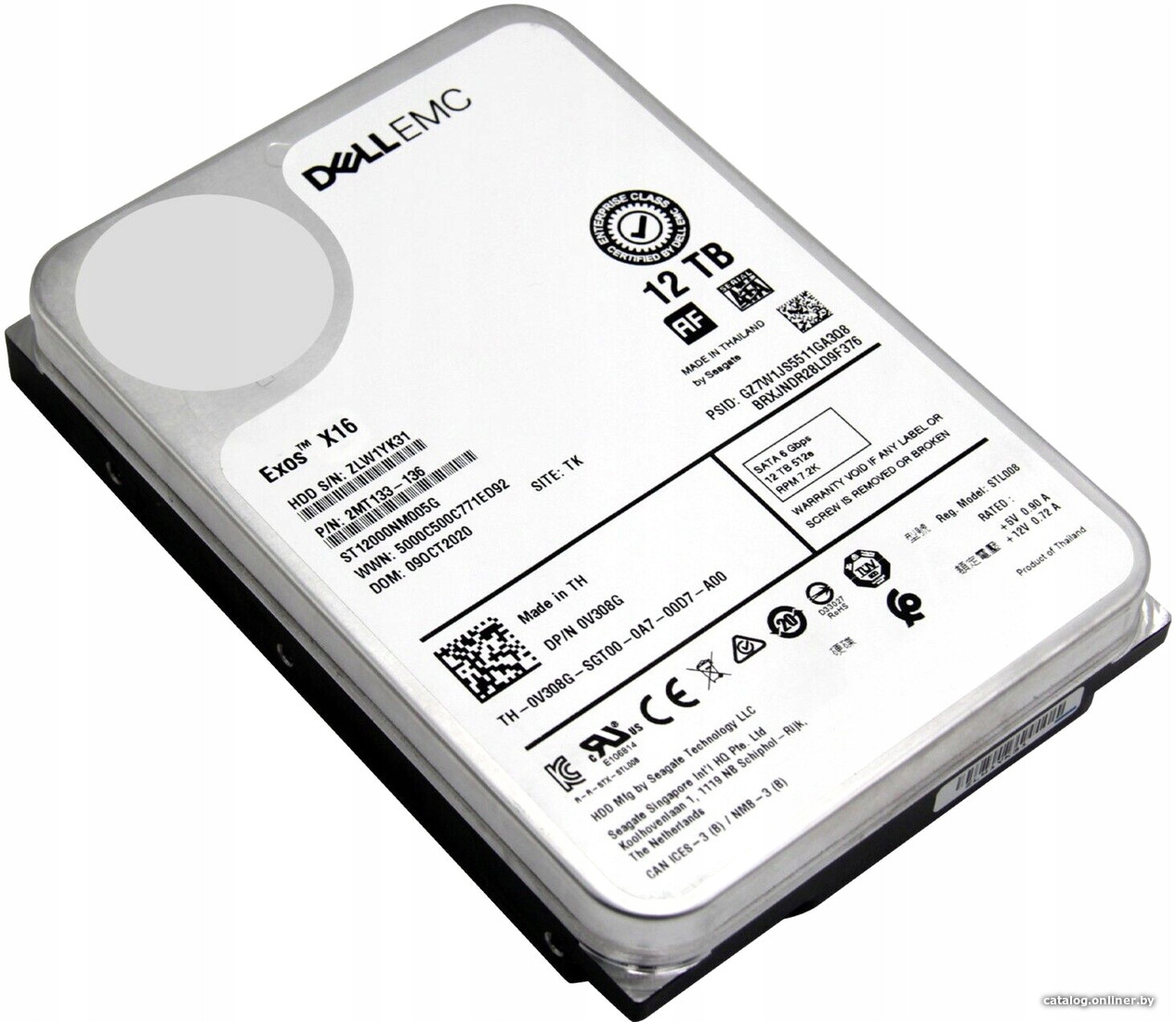 12TB Dell Exos X16 ST12000NM005G Sata 6Gbps 512e/4Kn Rpm 7.2K Sata