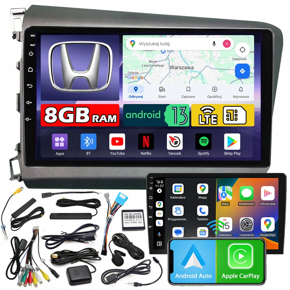 Ncs Autorádio ZQ9 Honda CIVIC 9 2012-2015 Android Navigace 8GB Lte