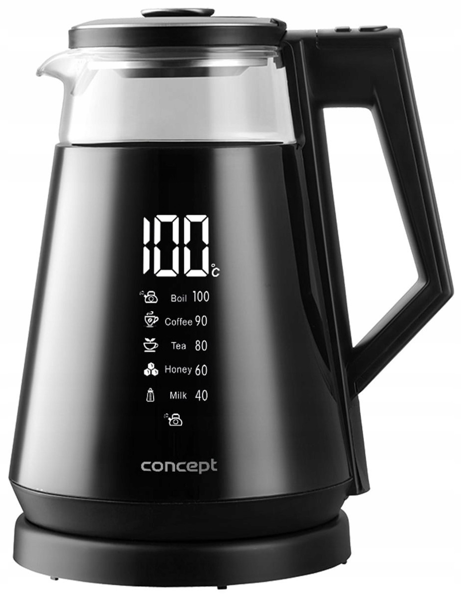 Skleněná rychlovarná konvice Concept RK4170 Černá