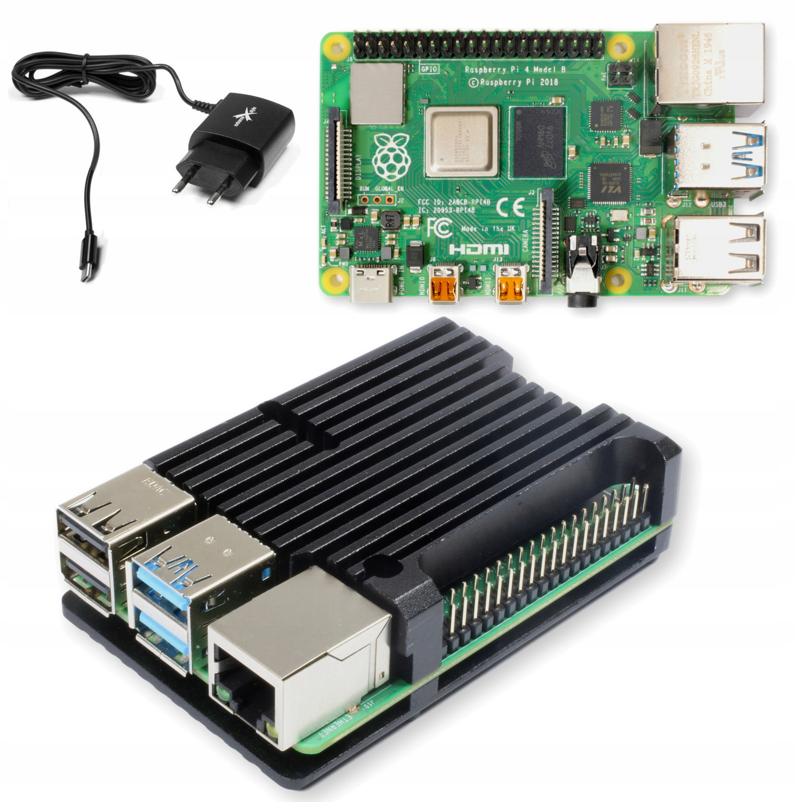 Sada Raspberry Pi 4B 4GB Ram pouzdro pasivní velký chladič napájecí adaptér