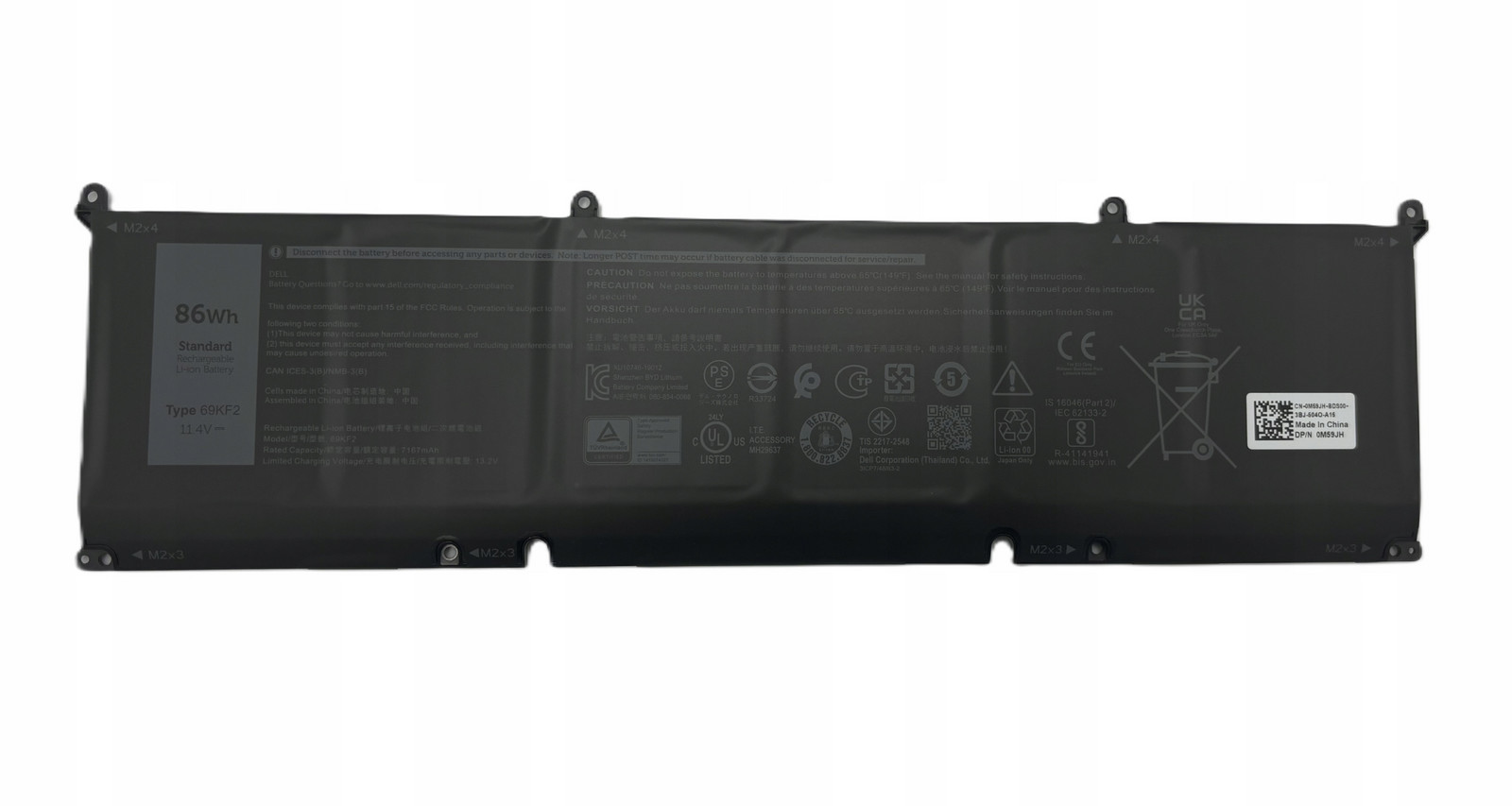 Originální Dell Baterie 86WH Type 69KF2 70N2F M59JH Xps 15 9500 9510 2024