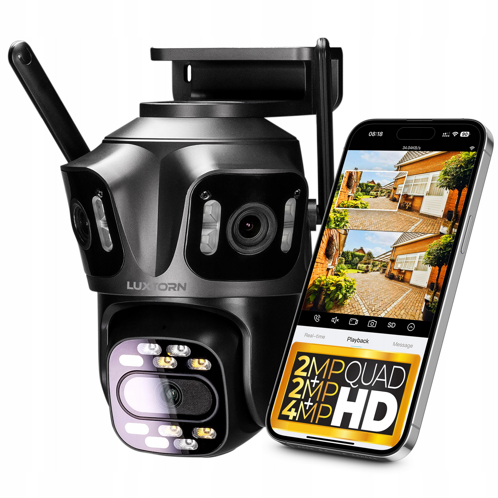 Venkovní kamera Otočná 3 Ip Wifi Objektivy 2x2MPx +4MPx Luxtorn
