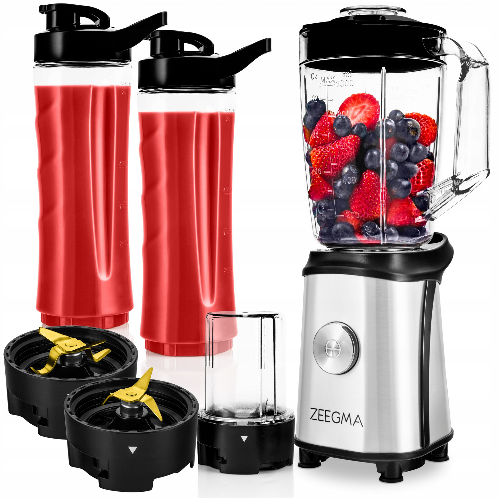 Smoothie Mixér Koktejlů 4v1 Mlýnek Kávy Titanový 2 Bidony 600ml Titan