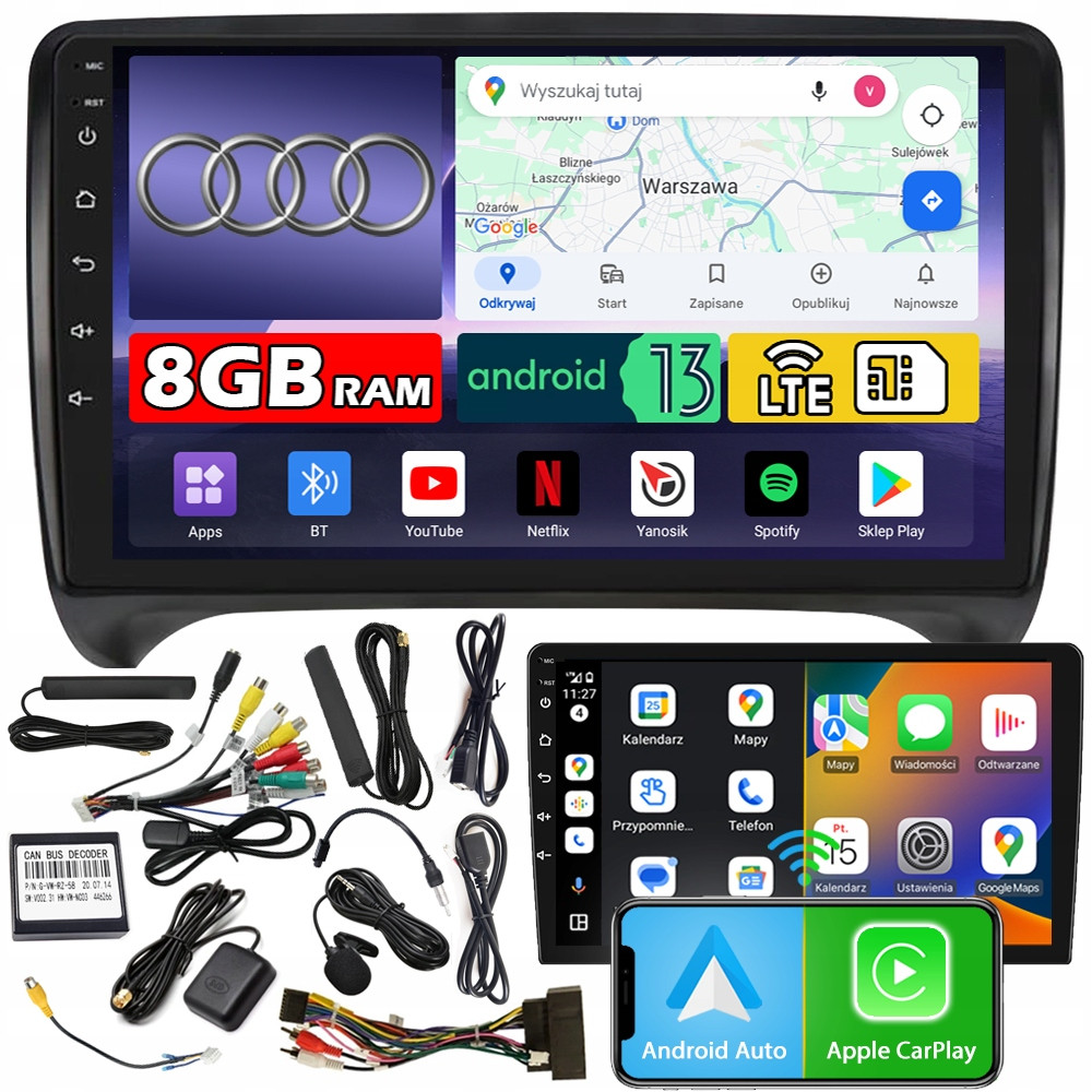 Ncs Autorádio ZQ9 Audi Tt 8J 2006-2013 Android Navigace 8GB Lte