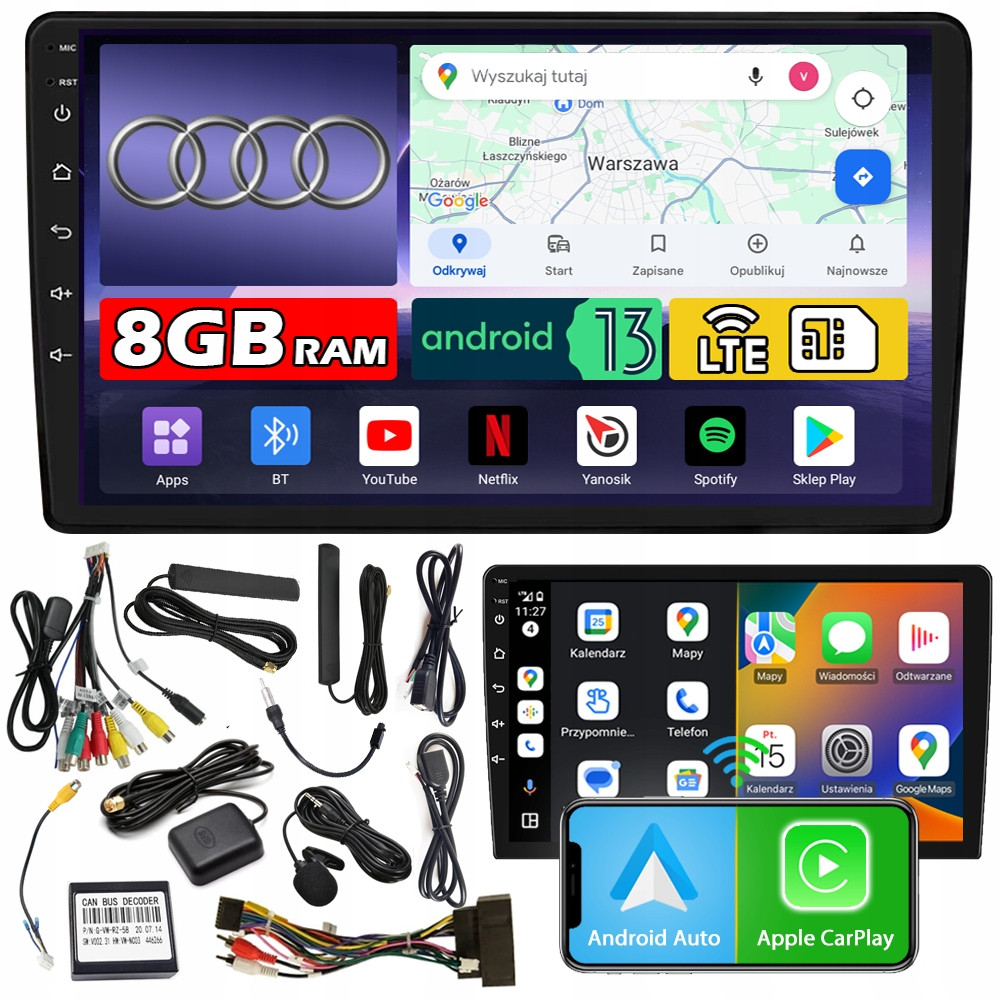 Ncs Autorádio ZQ9 Audi A4 B6 2000-2004 Android Navigace 8GB Lte