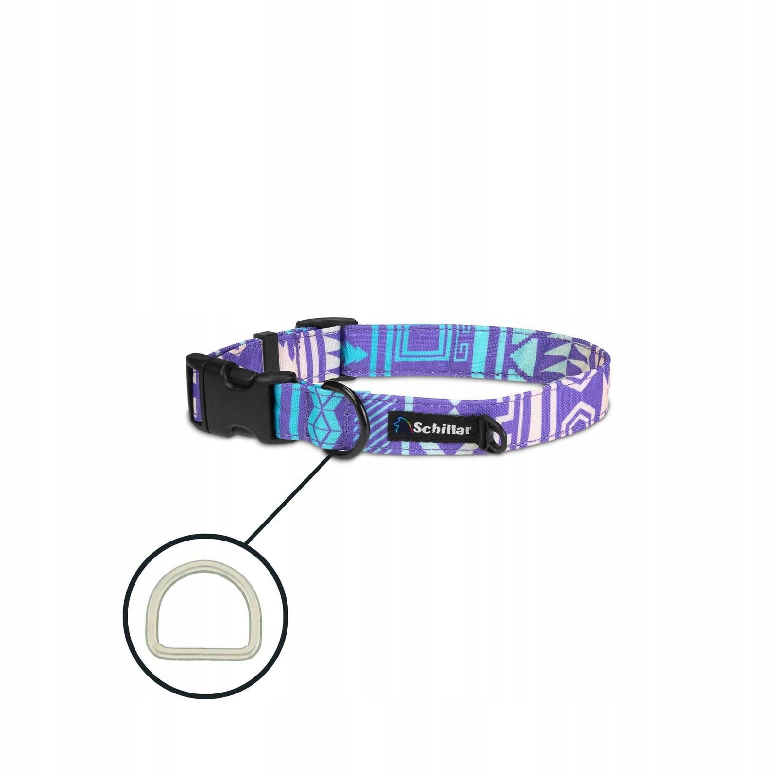 Obojek na přezku pro velkého psa barevný fialový aztec L XL 40-60cm