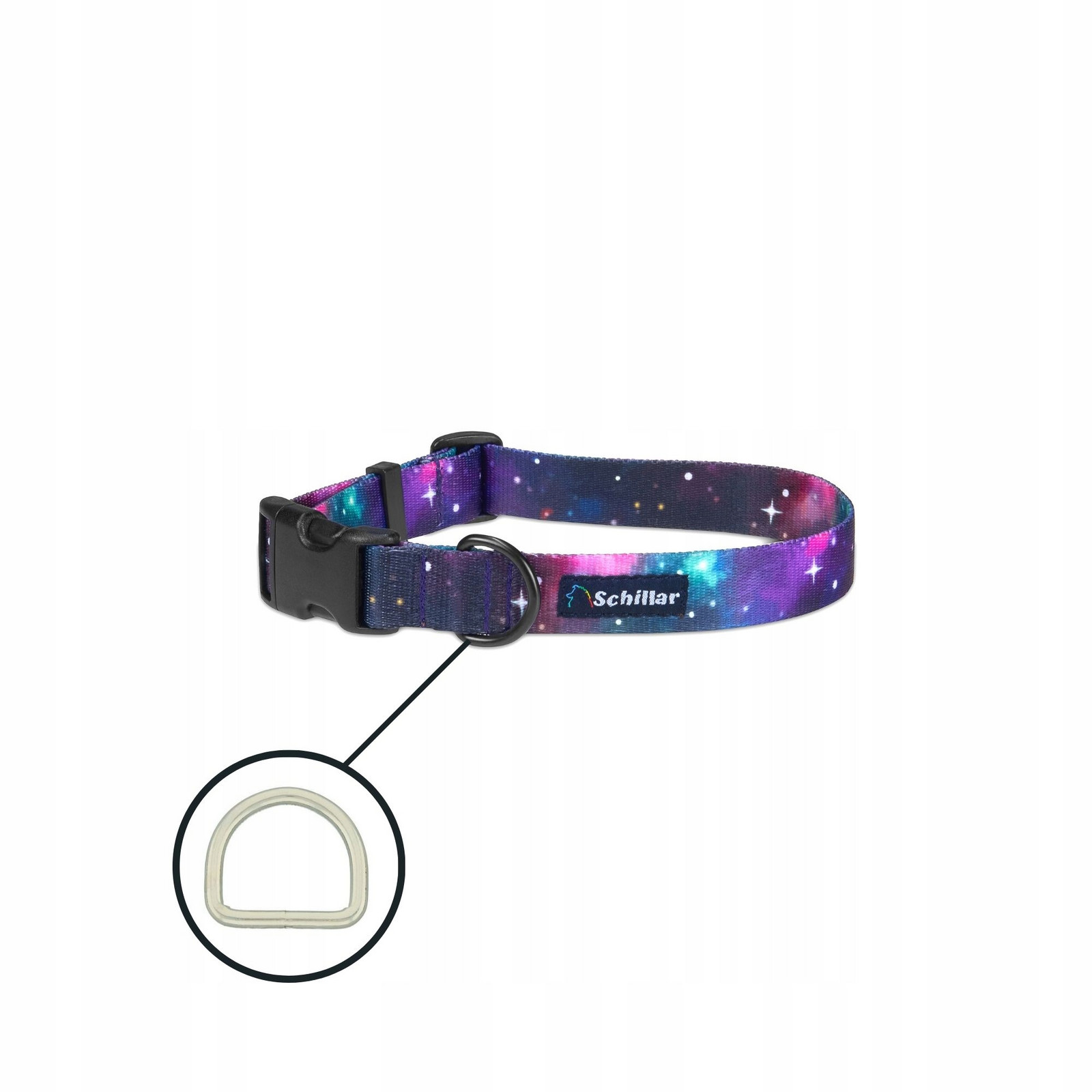 Obojek na přezku pro velkého psa barevná galaxie horizon L XL 40-60cm