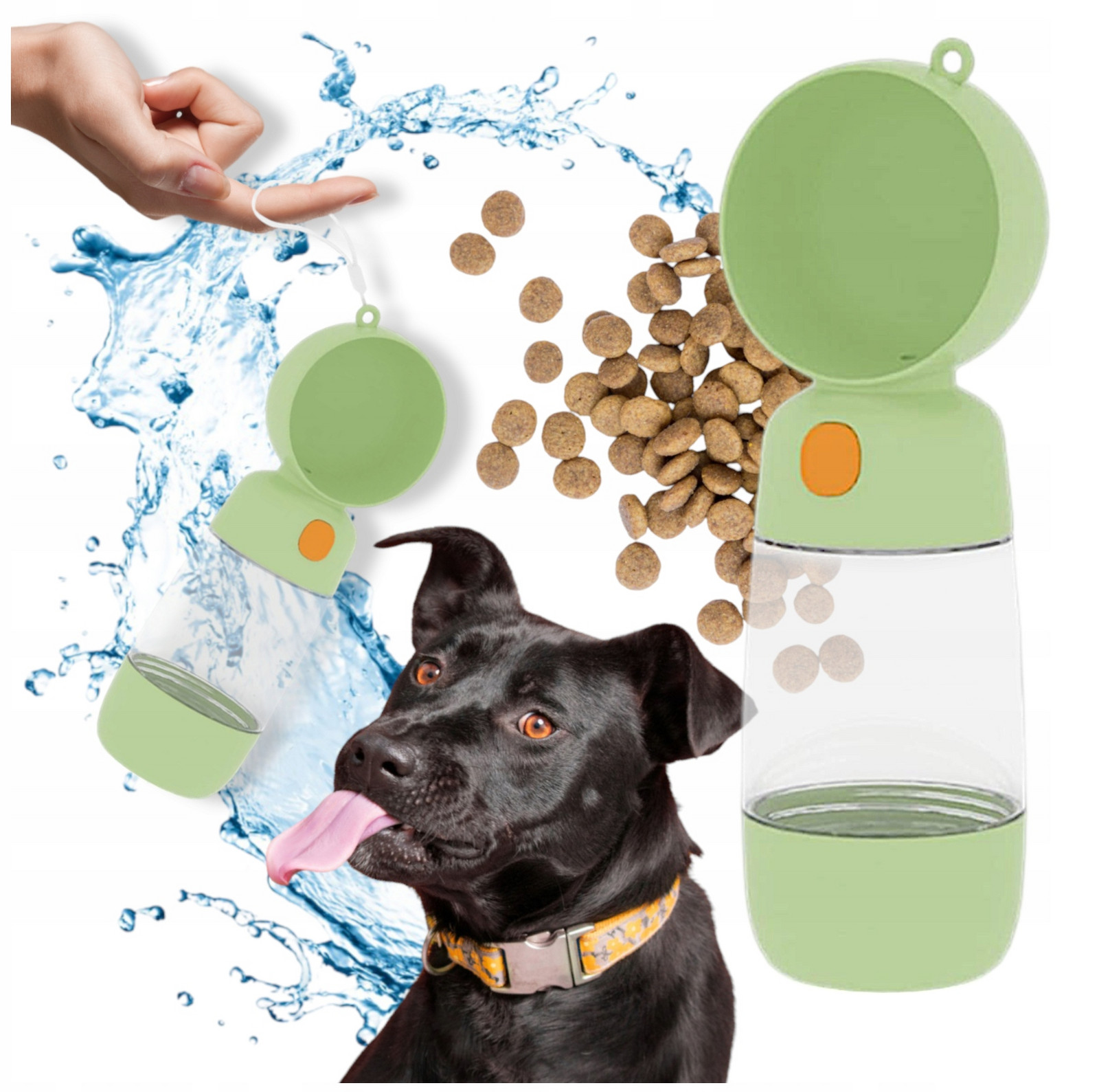 Distributor vody pro psa a kočku přenosný zelená láhev
