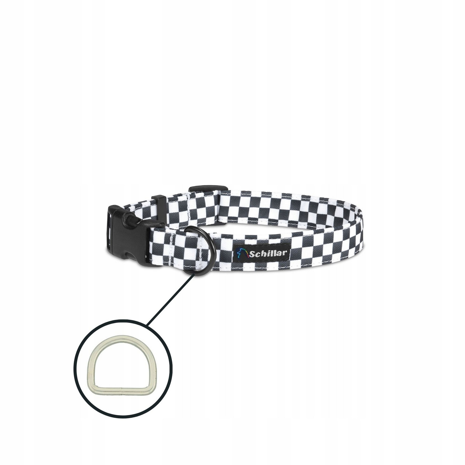 Obojek na přezku pro velkého psa barevná šachovnice L XL 40-60cm