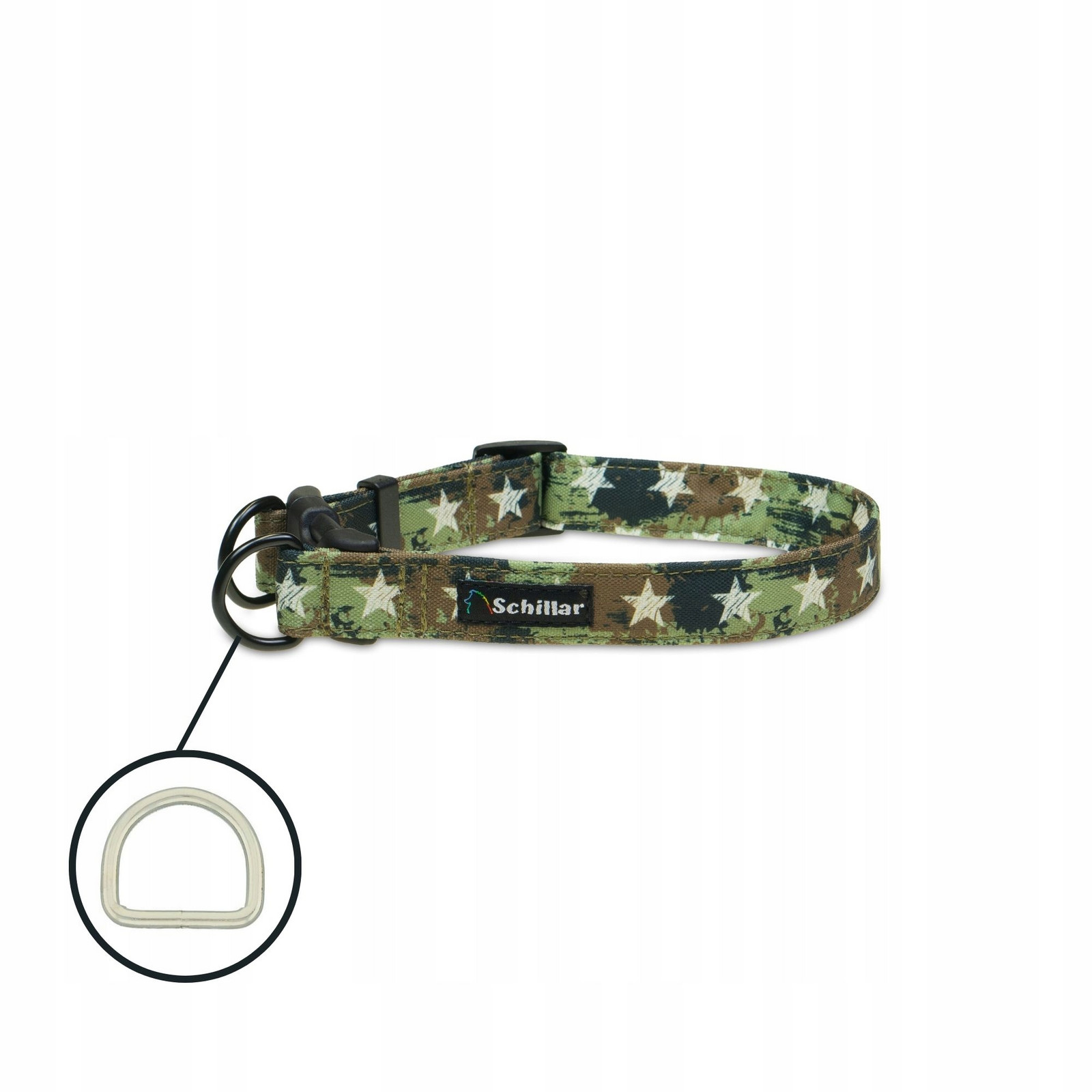 Obojek na přezku double lock pro velkého psa military star maskáčový L XL 40-60cm