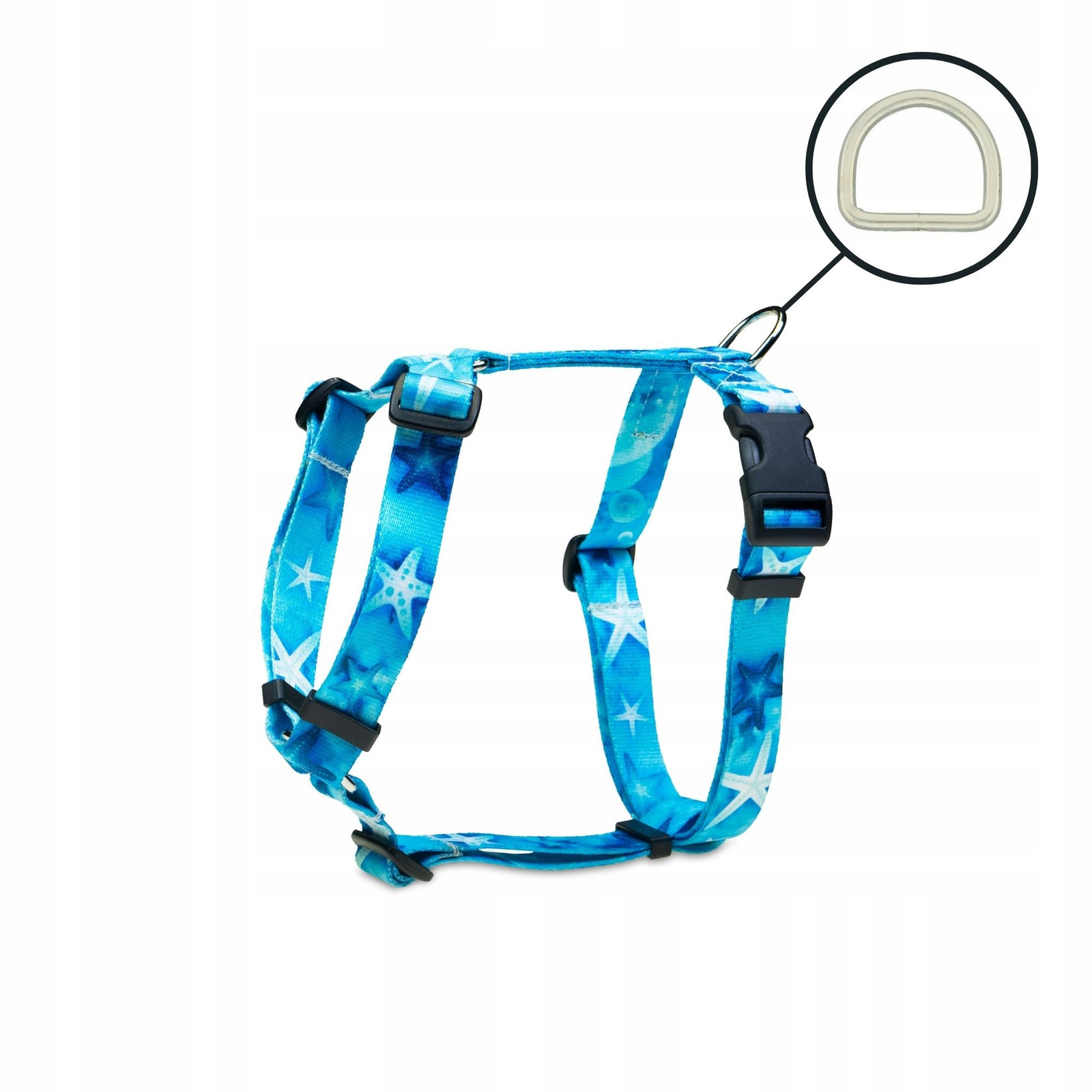 Postroj guard vycházkový pro velkého psa tyrkysové hvězdice L XL