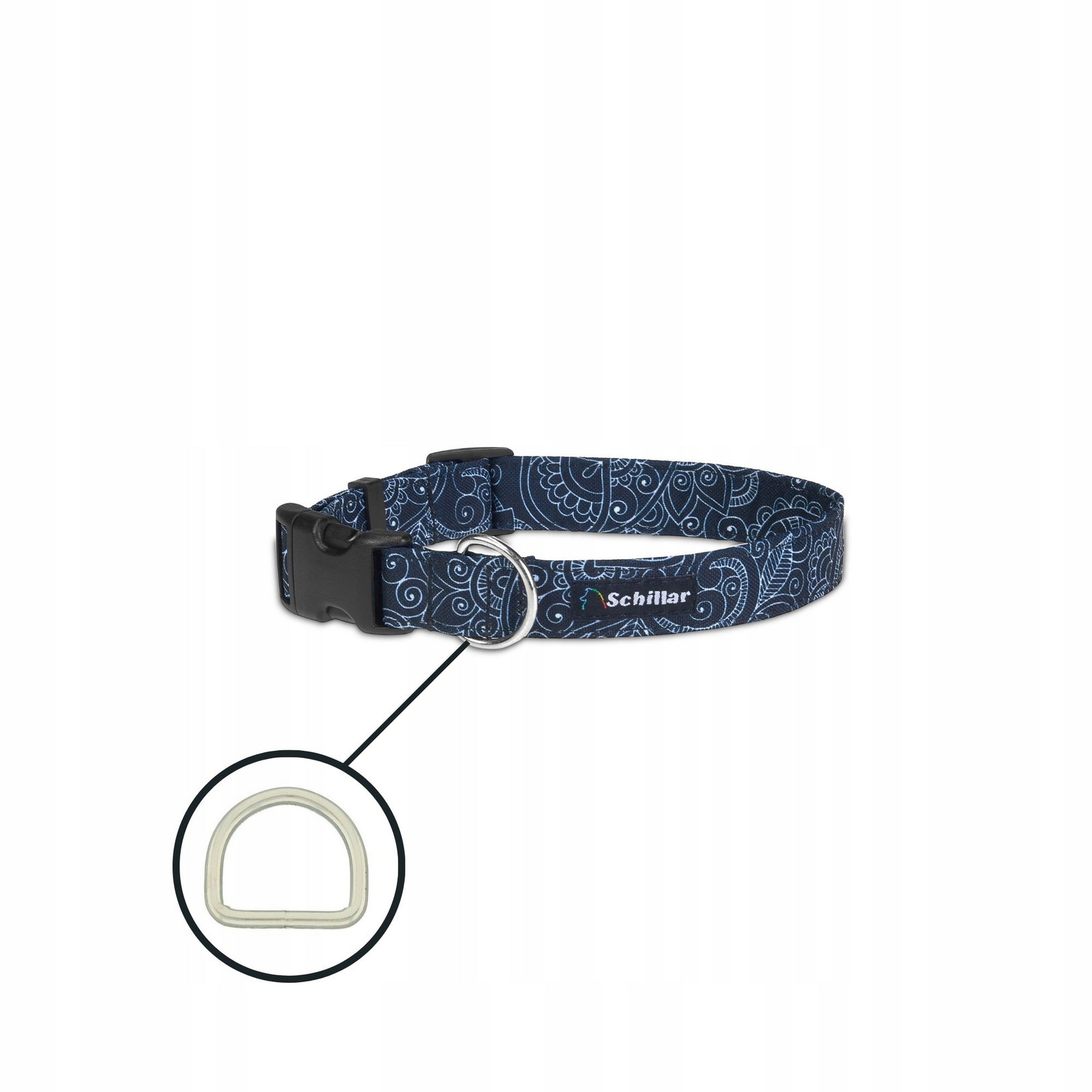 Obojek na přezku pro velkého psa barevný černý paisley L XL 40-60cm