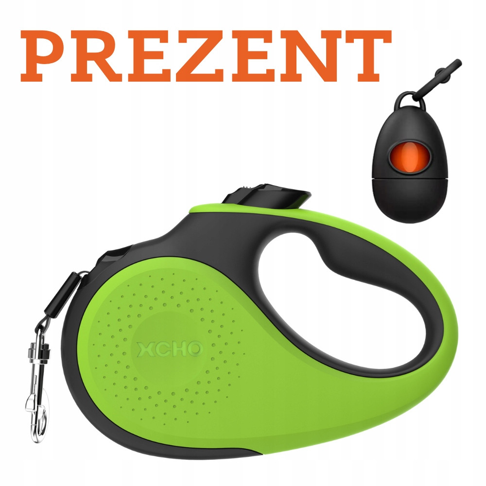 Vodítko automatické Xcho páska 5 m (L) pro psa do 50 kg dárek zelená