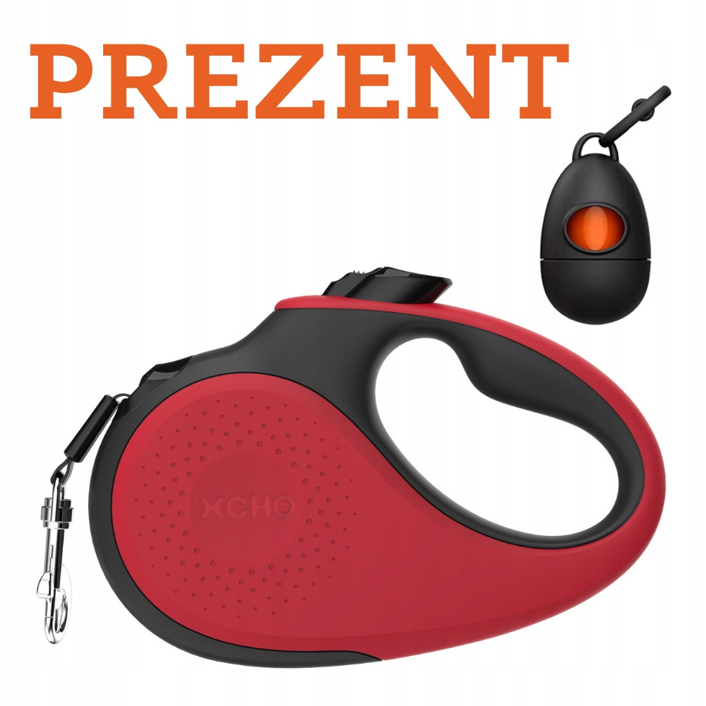 Vodítko automatické Xcho páska 5 m (L) pro psa do 50 kg dárek červené