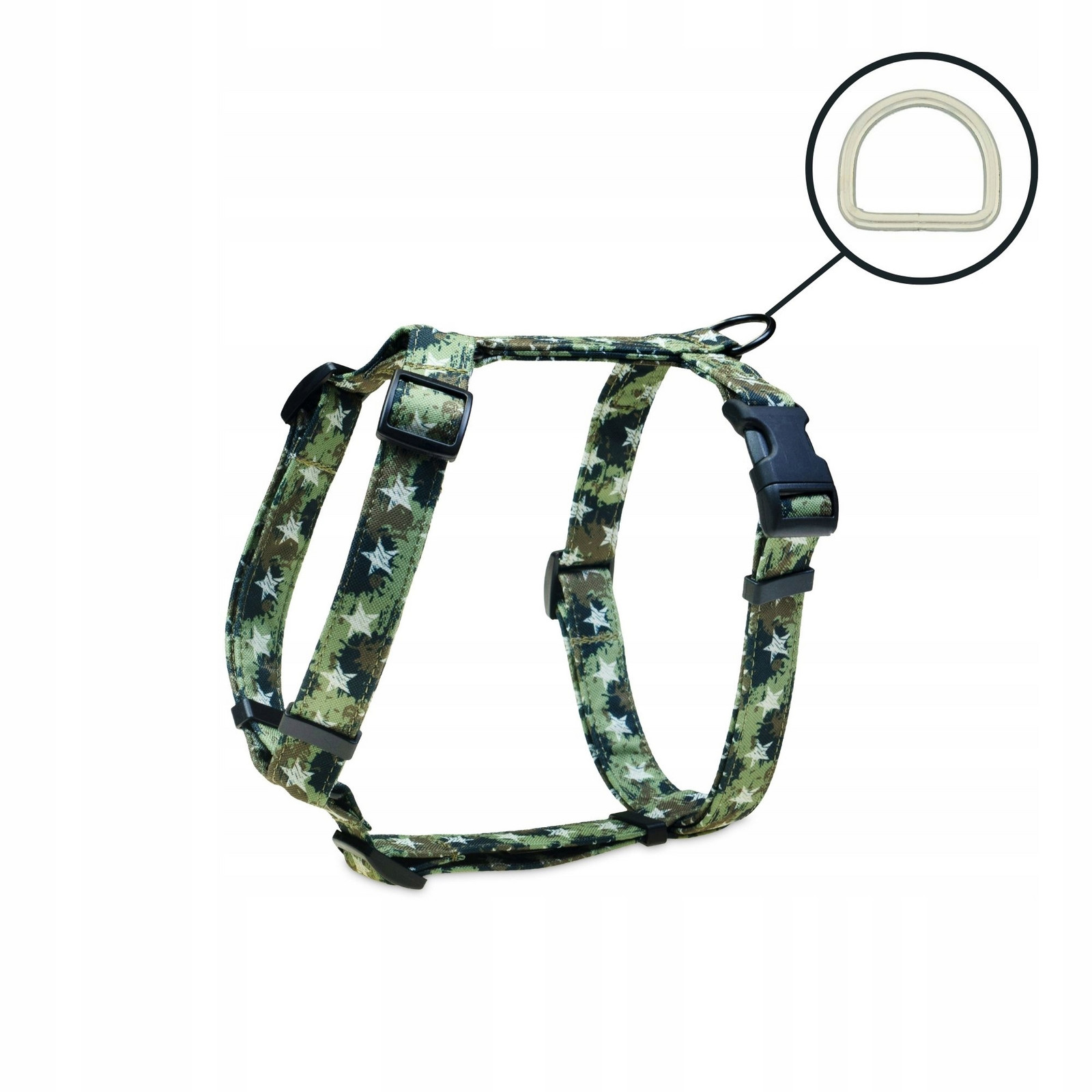 Postroj guard vycházkový pro velkého psa barevný military star maskáčový L XL