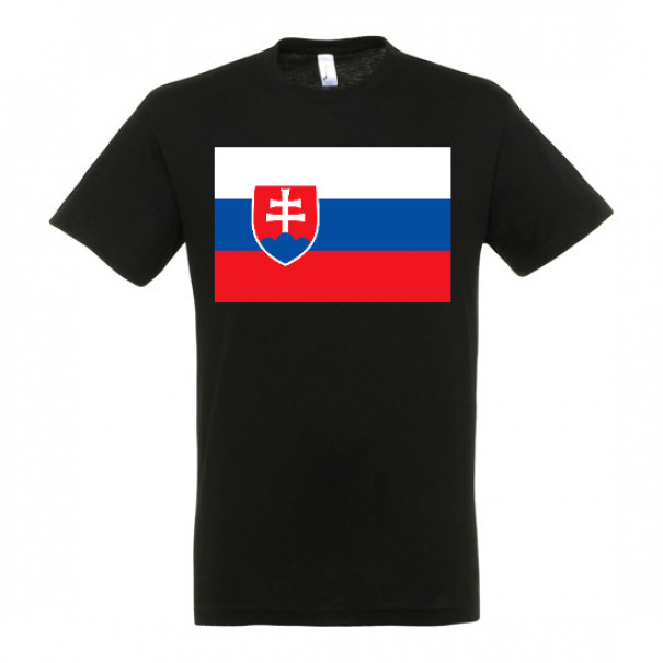 Triko s vlajkou Slovensko (Slovenská republika) - černé, XL