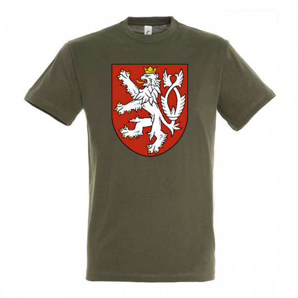Triko se symbolem Český lev - olivové, XL