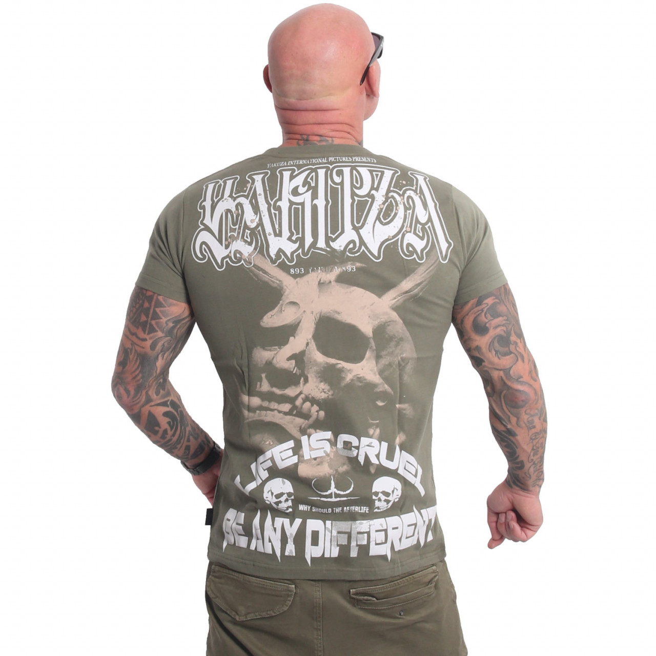 Triko pánské Yakuza Cruel - olivové-bílé, 5XL