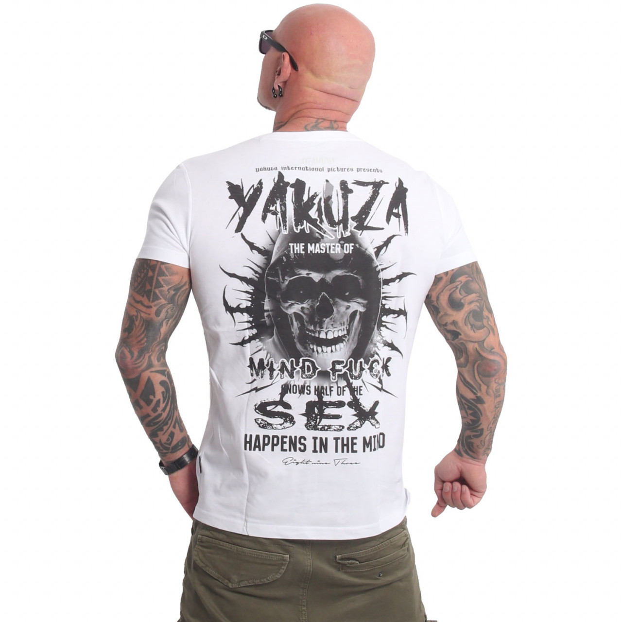 Triko pánské Yakuza Mind - bílé-šedé, 4XL