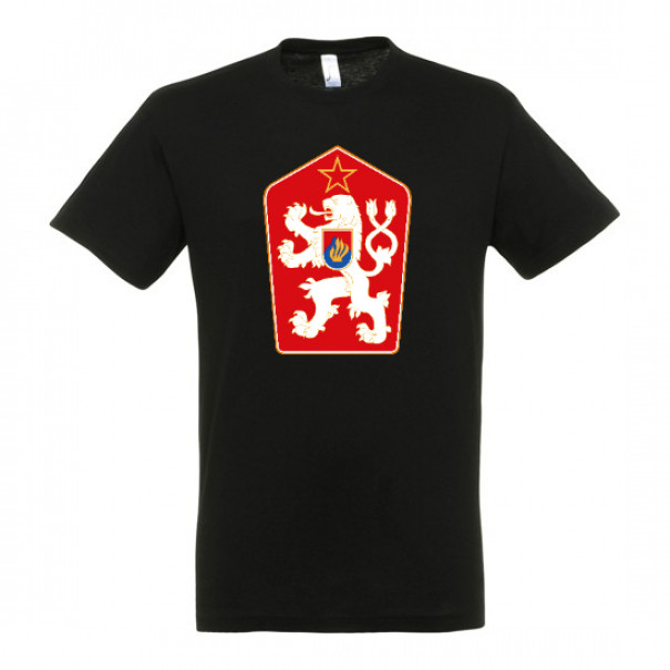 Triko se státním znakem Československa - černé, XL
