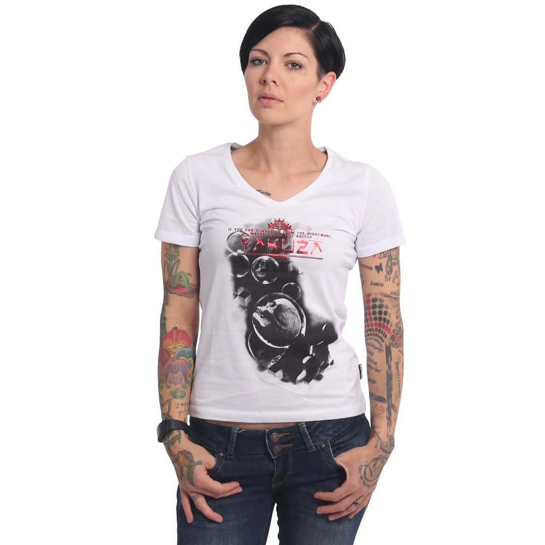 Triko dámské Yakuza Bubble Skull - bílé, L