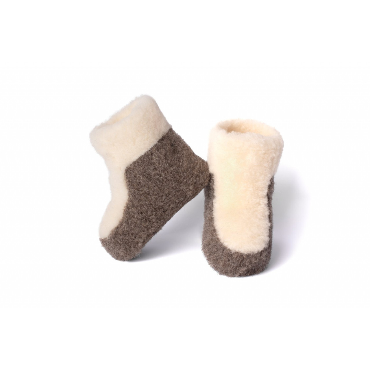 Papuče z ovčí vlny Ovecha Finn - béžové-šedé, 43-44