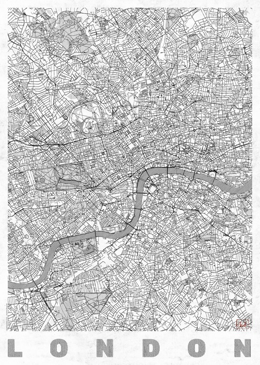 Hubert Roguski Mapa London, Hubert Roguski, 30 × 40 cm