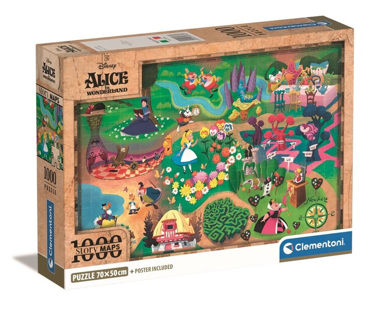 CLEMENTONI Puzzle Disney Maps - Alice, 1000 ks