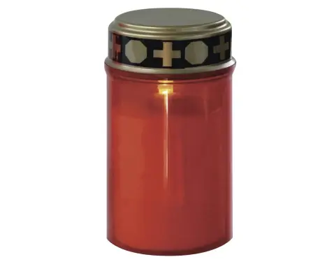 LED hřbitovní svíčka červená 12,5 cm, fotosenzor